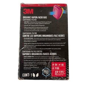 3M Organic Vapor Acid Gas Cartridge Filter P100 OV AG 1 Pair Exp 2030 NOB sealed
